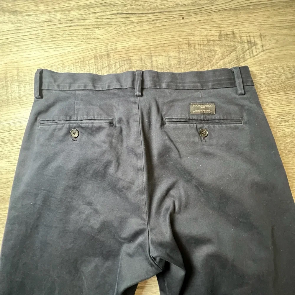 Banana Republic Aiden Slim Fit Mens 32x30 Navy Blue Chino Pants Stretch‎ Cotton
